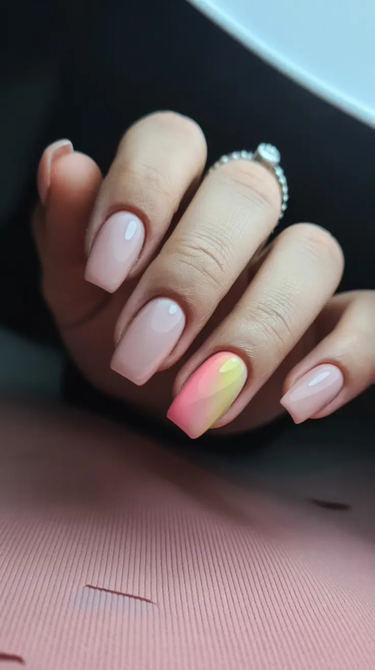 neutral winter nails gel short Peachy Glow
