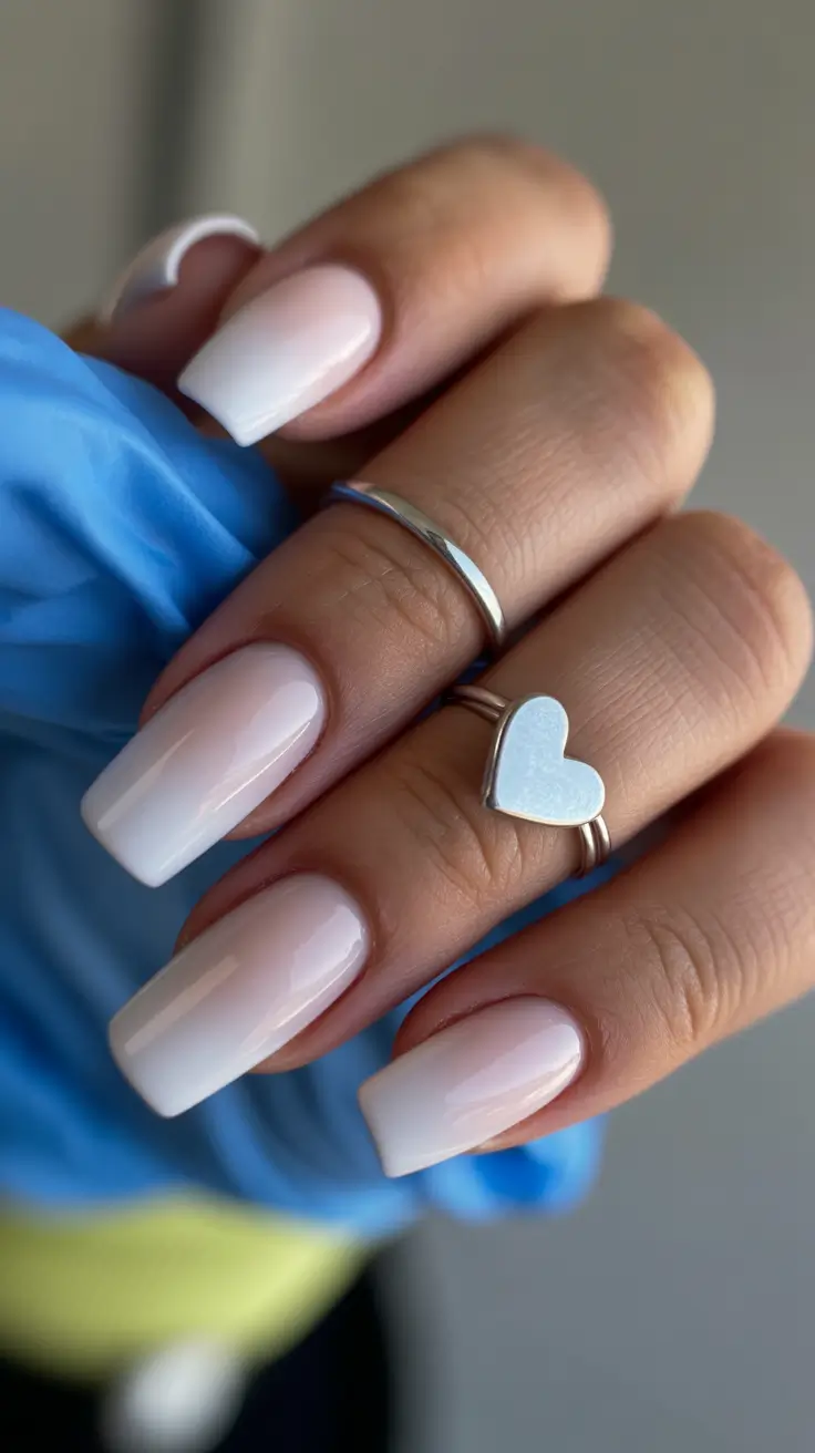 neutral winter nails dip short Snow Veil Ombre