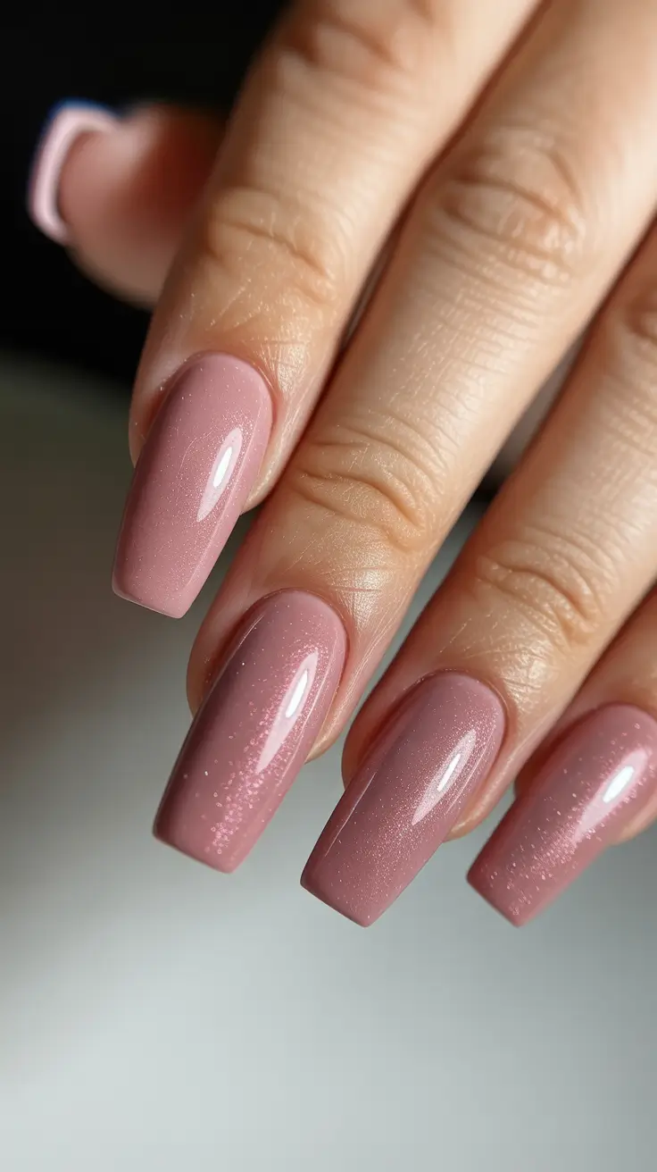 neutral winter nails gel short Rosewood Radiance