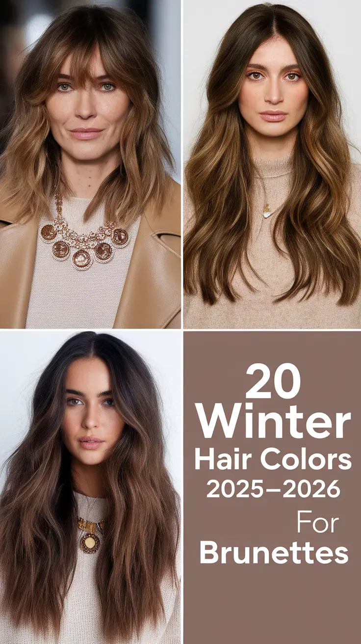 Winter Hair Colors 2025–2026 for Brunettes: Trendy Balayage, Warm Browns & Dark Chocolate Shades