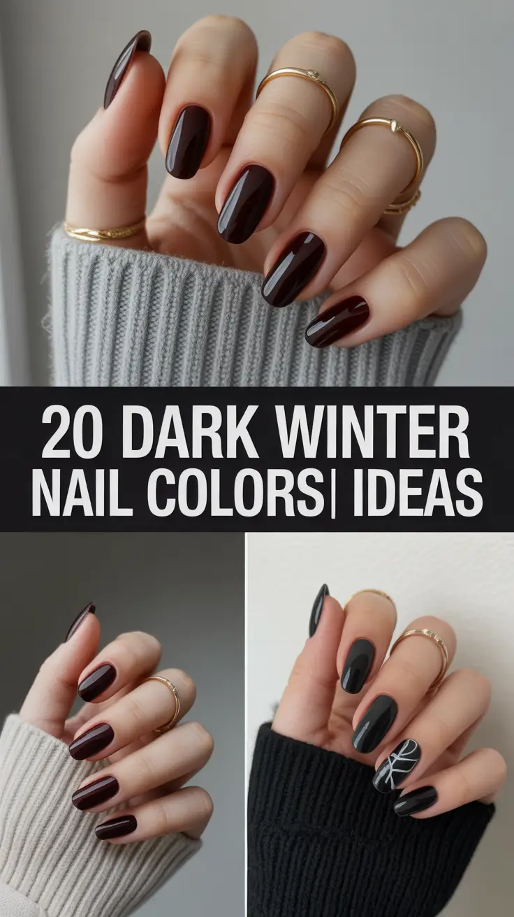 Dark Winter Nail Colors Ideas 2025–2026: Bold French, Gel & Purple Shades You’ll Love This Season