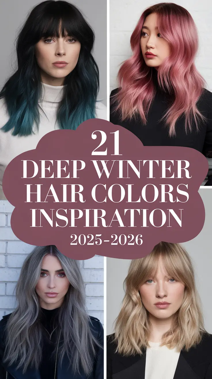 Deep Winter Hair Colors Inspiration 2025–2026: Elegant Shades, Modern Balayage & Timeless Brunette Ideas