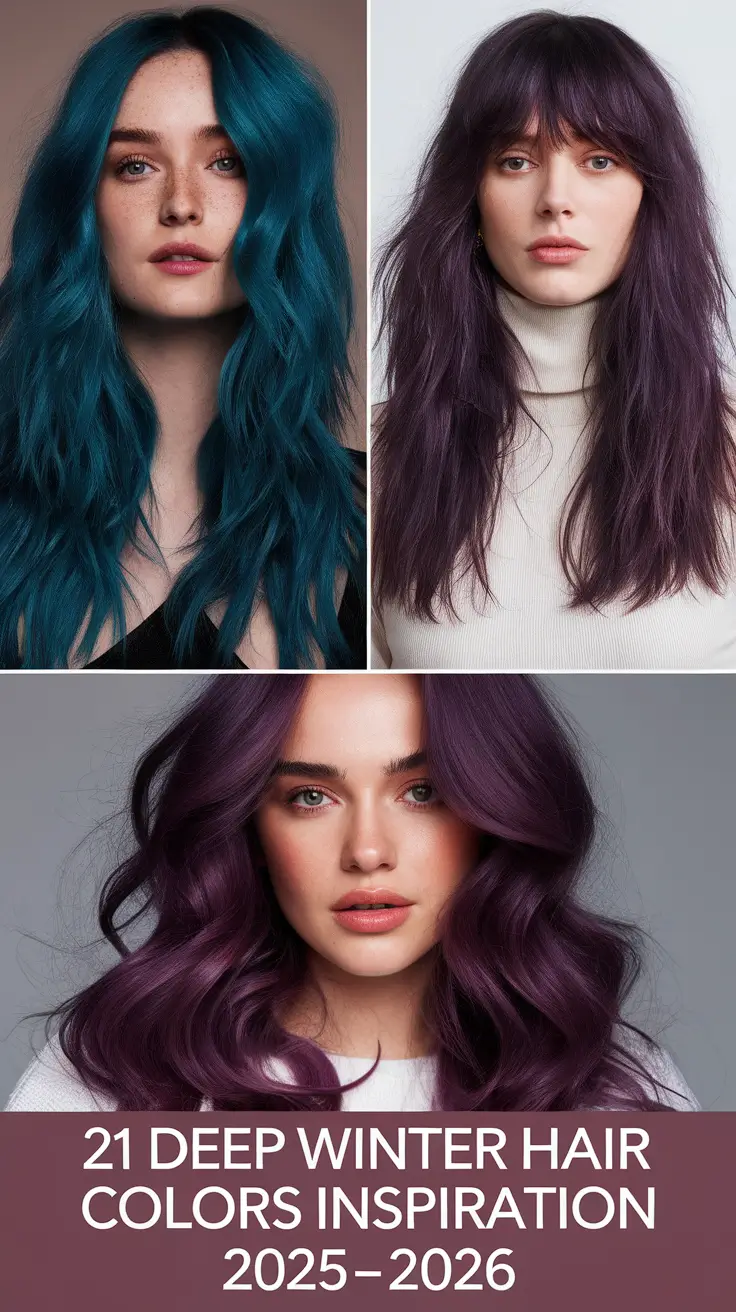Deep Winter Hair Colors Inspiration 2025–2026: Elegant Shades, Modern Balayage & Timeless Brunette Ideas