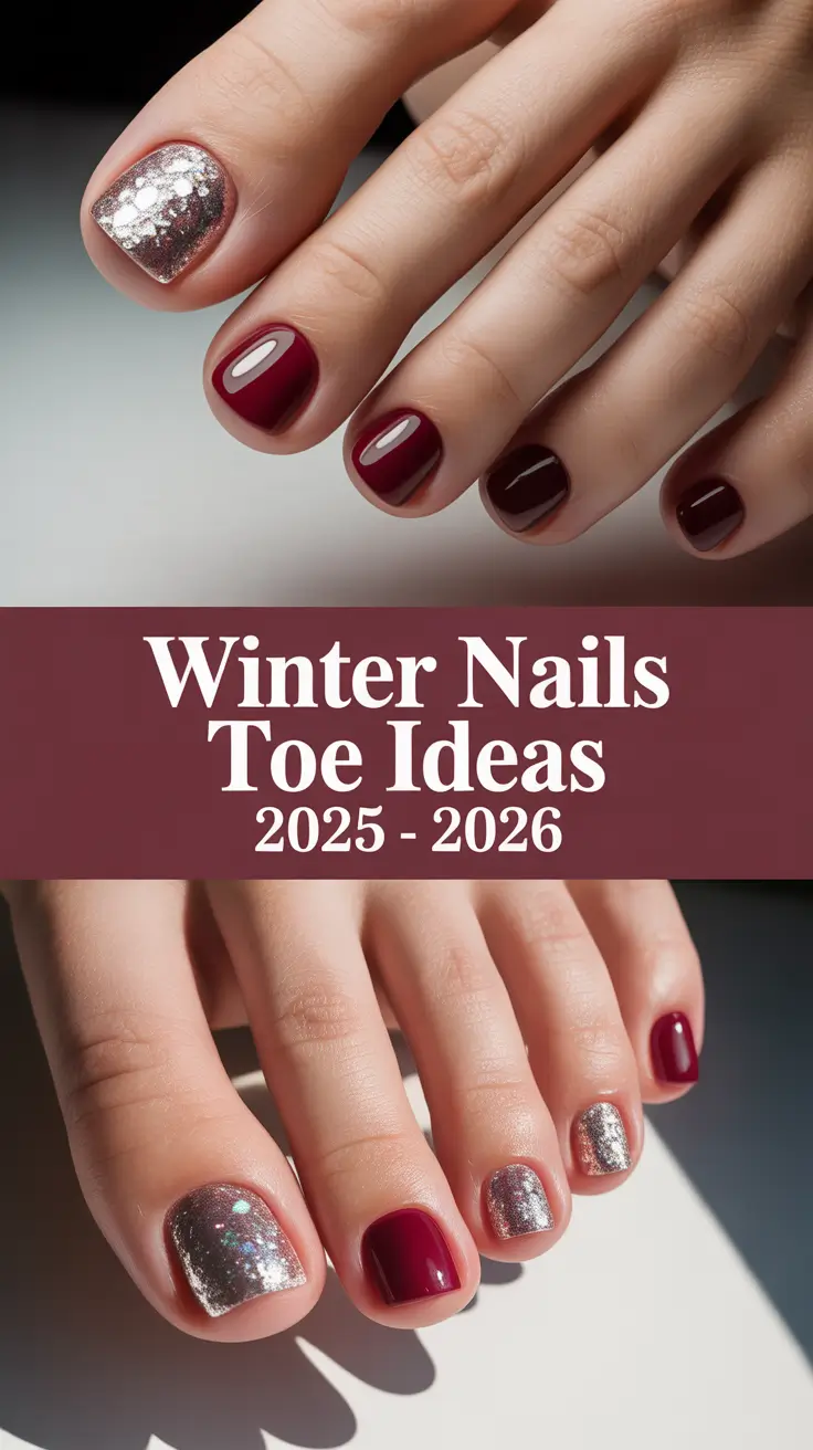 Winter Nails Toe Ideas 2025 – 2026: Trendy Shades, Simple Designs & Cute Color Ideas for Winter Pedicures