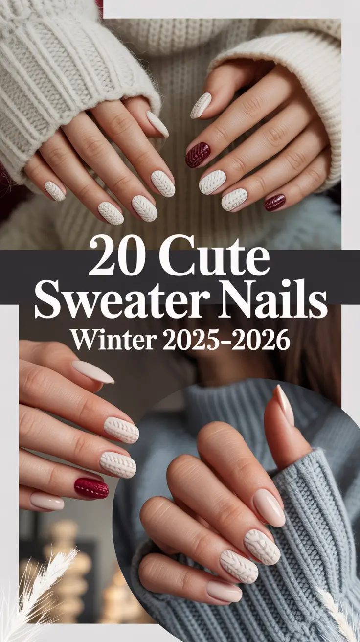 Cute Sweater Nails Winter 2025–2026: Cozy Designs, Chic Ideas & Trendy Colors