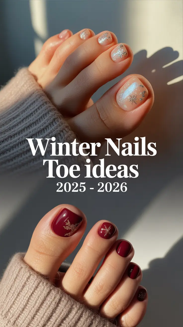 Winter Nails Toe Ideas 2025 – 2026: Trendy Shades, Simple Designs & Cute Color Ideas for Winter Pedicures