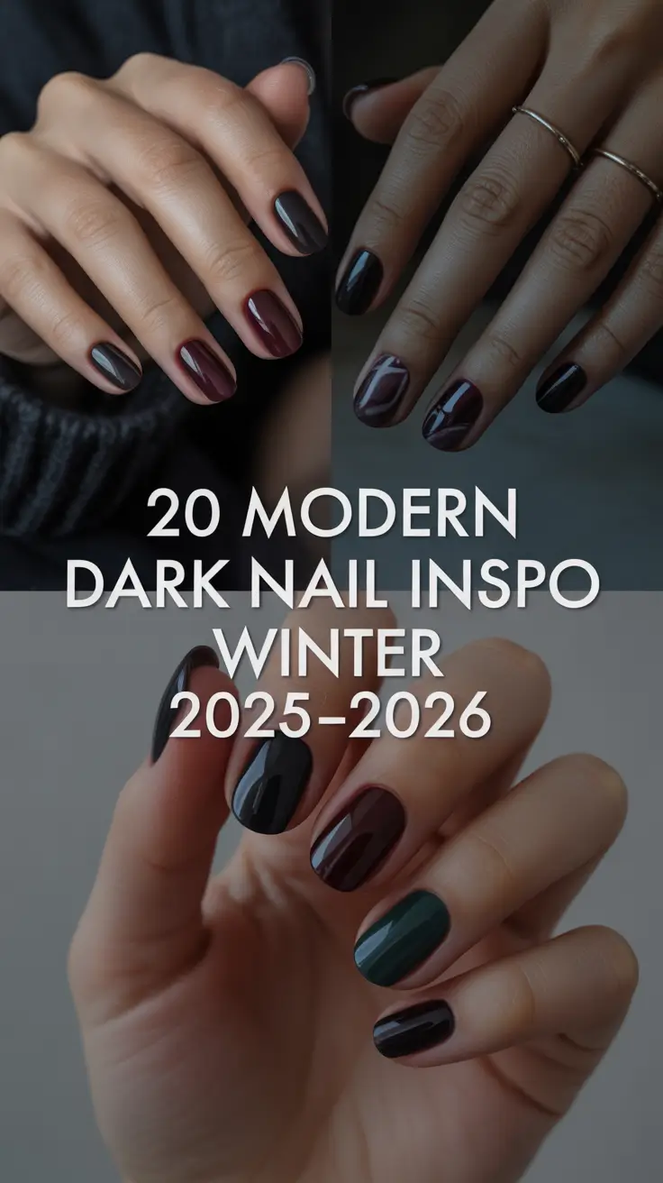 Modern Dark Nail Inspo Winter 2025–2026: Classy Designs, Colors & Art Ideas to Try Now