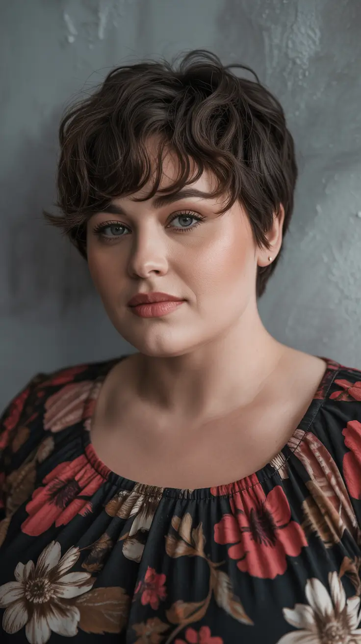 plus size winter haircuts for women 2025 2026 Soft Tousled Short Pixie for Natural Texture