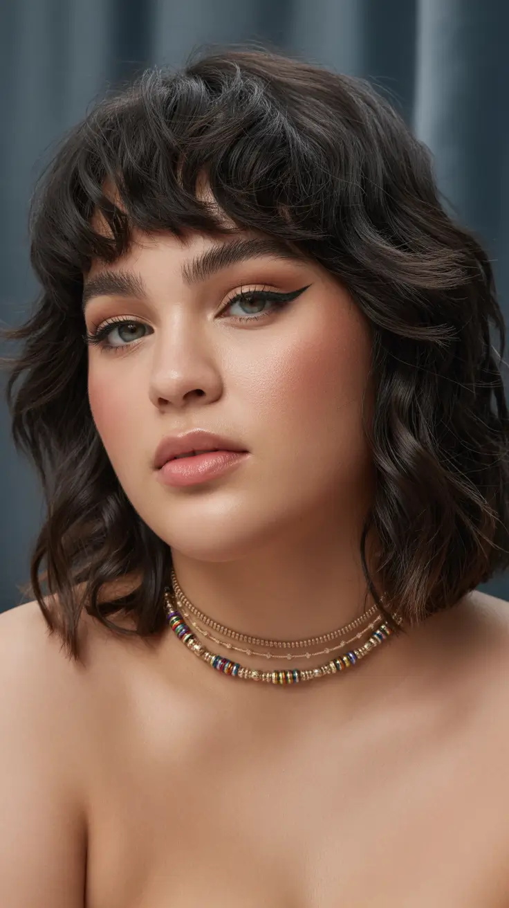 plus size winter haircuts for women 2025 2026 Choppy Wolf Cut with Soft Fringe