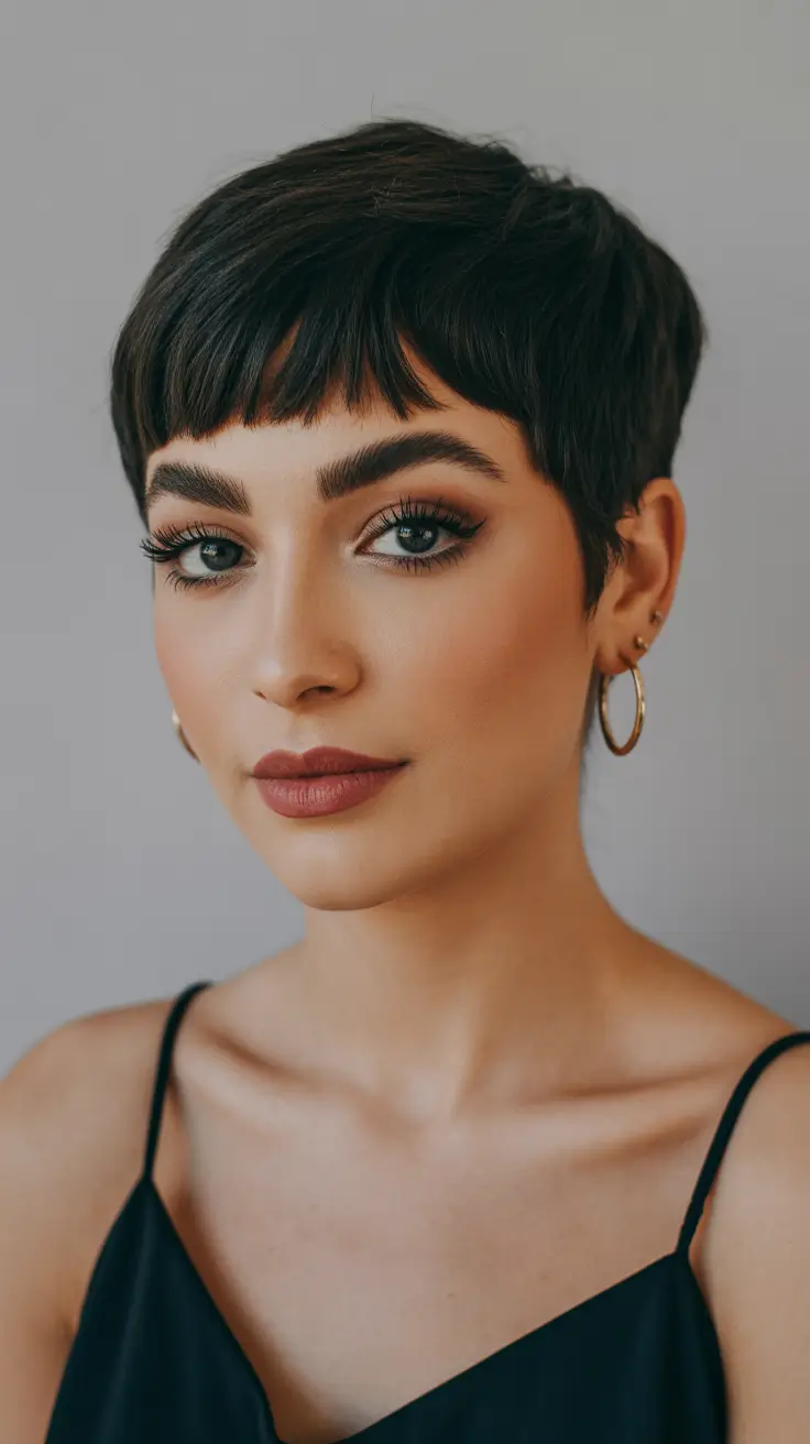short curly haircuts winter Textured Brunette Crop