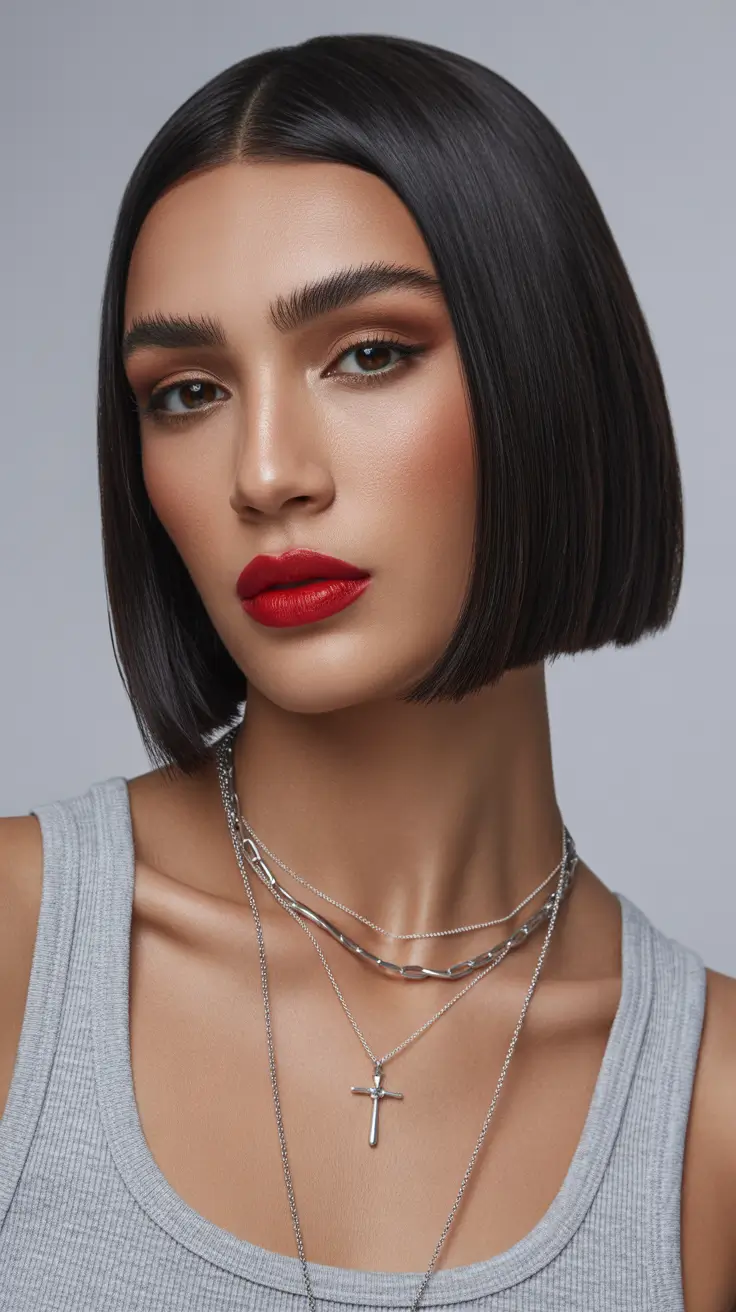 short winter haircuts straight Polished Noir Bob