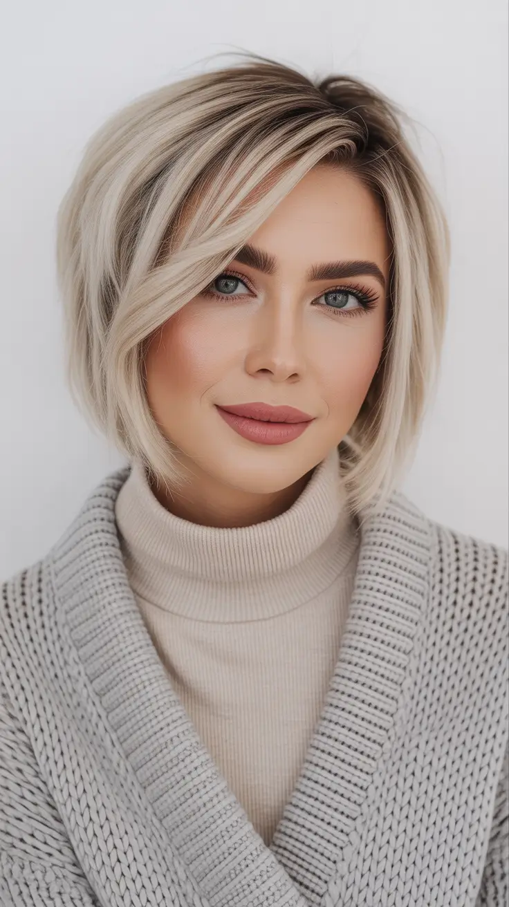 cute short winter haircuts Soft Blonde Tucked Bob