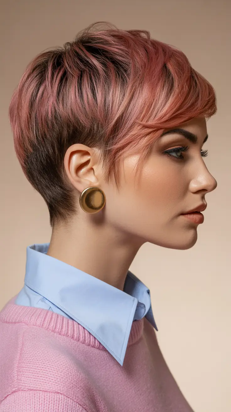 short winter haircuts straight Frosted Rose Pixie