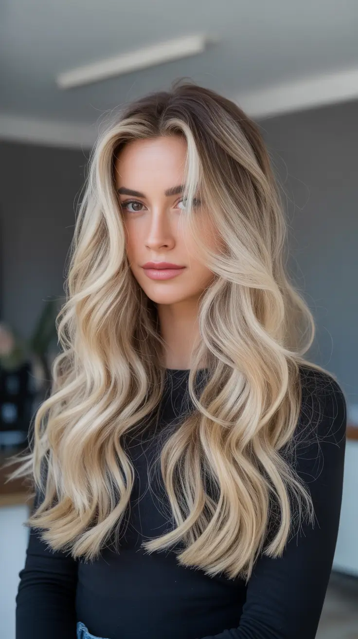 soft winter hair colors 2025 2026 Champagne Ice Blonde