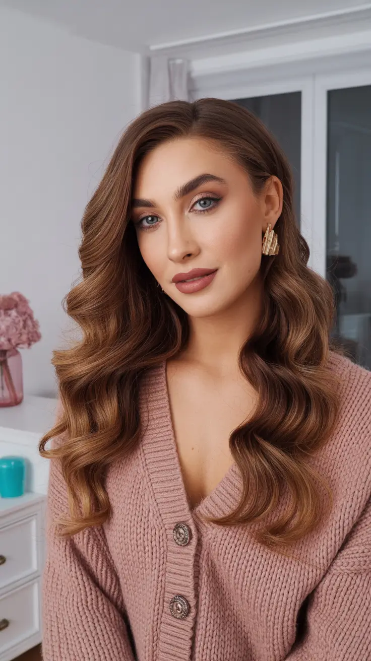 soft winter hair colors 2025 2026 Rosy Mocha Glow