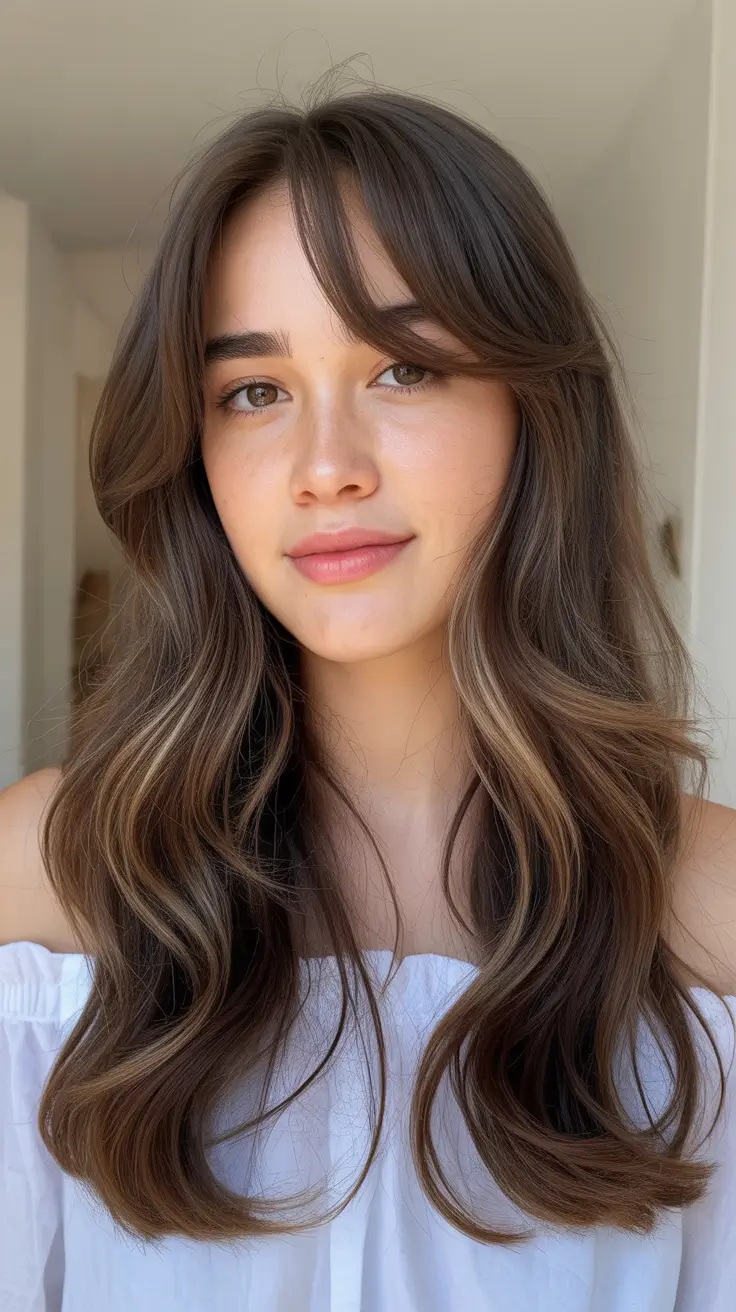 soft winter hair colors 2025 2026 Cool Hazelnut Balayage