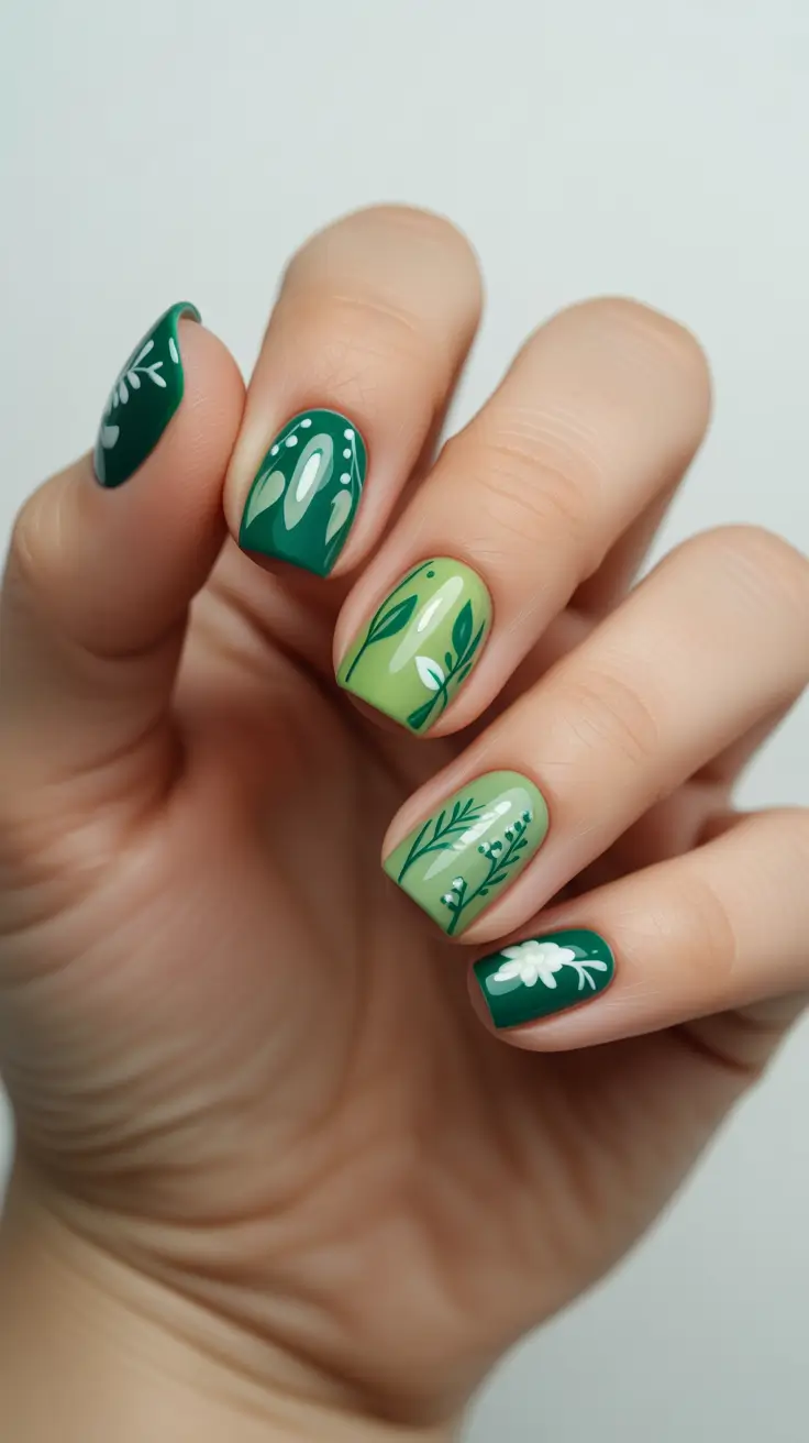 green winter nails simple Evergreen Whispers