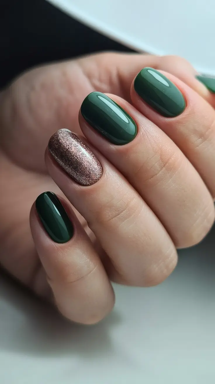 green winter nails acrylic Bronzed Envy