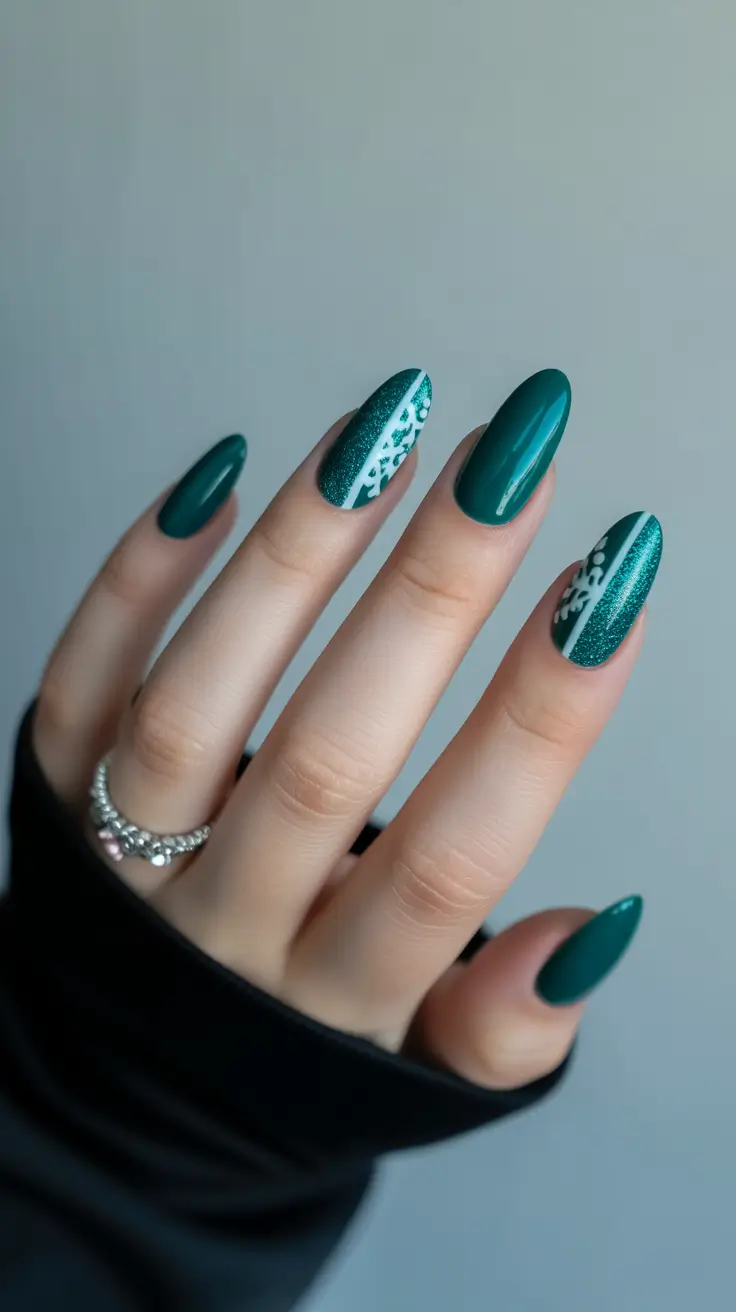 green winter nails designs Nordic Knit Glam