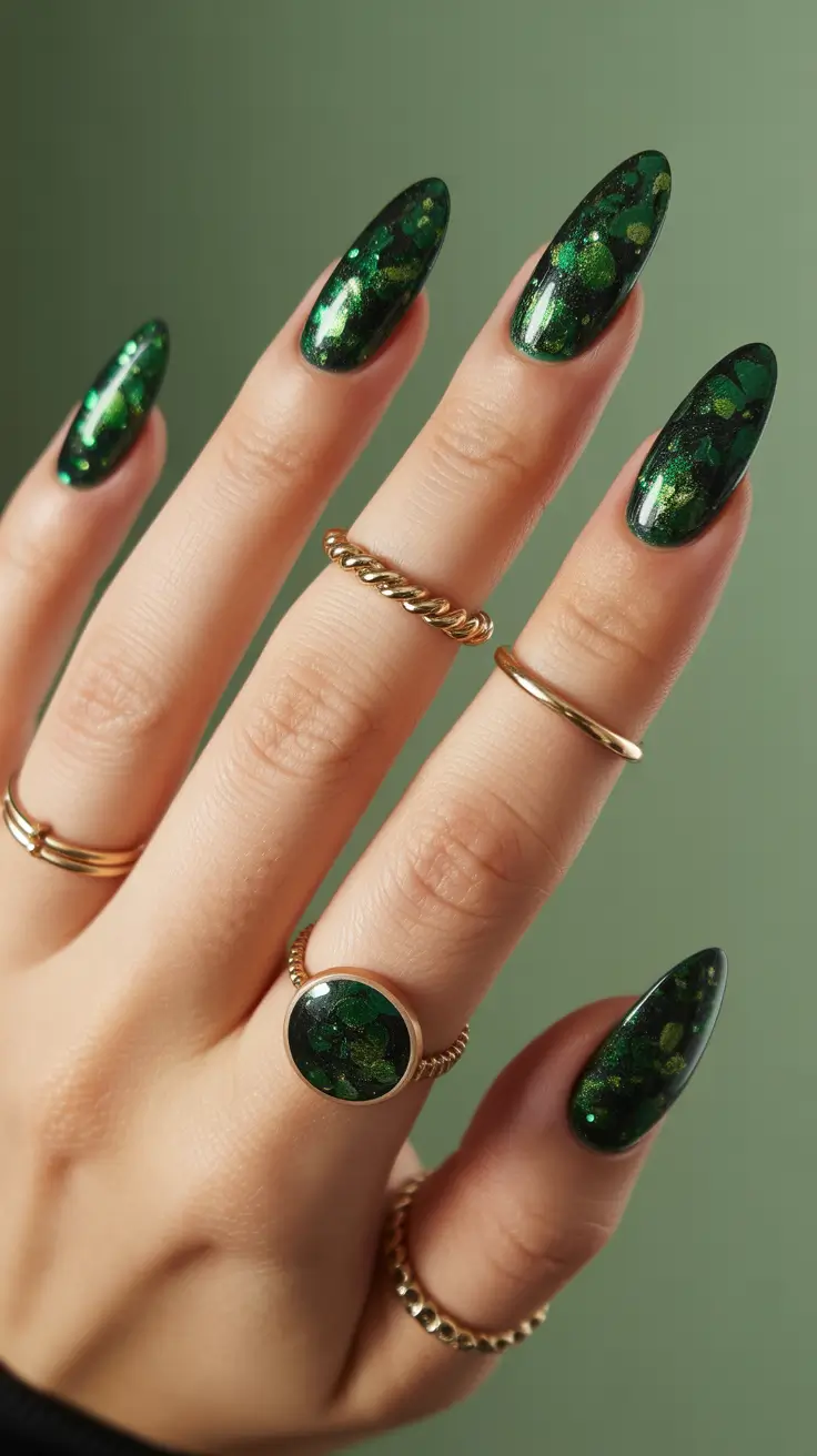 green winter nails chrome Deep Chrome Fantasy