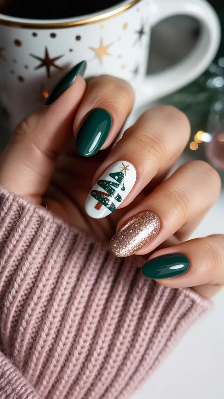 green winter nails designs Evergreen Christmas Charm