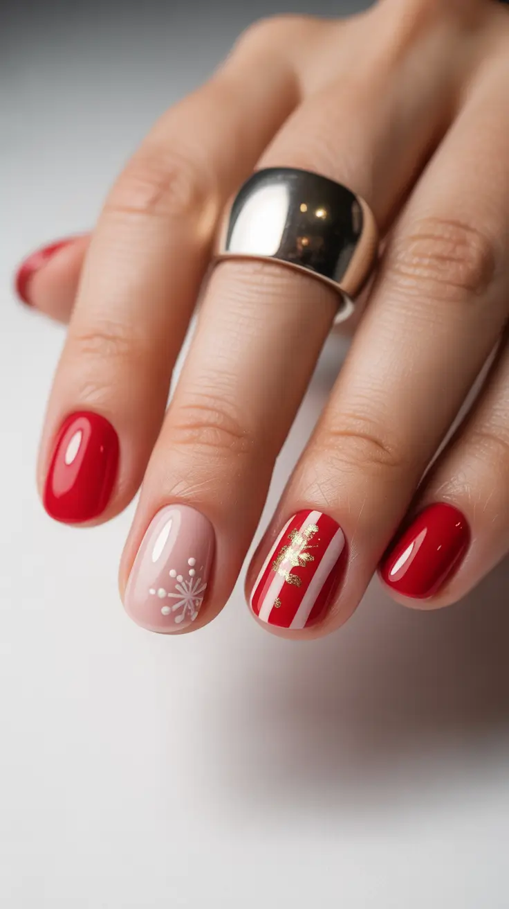 Stylish Short Nails Winter 2025-2026 Playful Candy Stripes