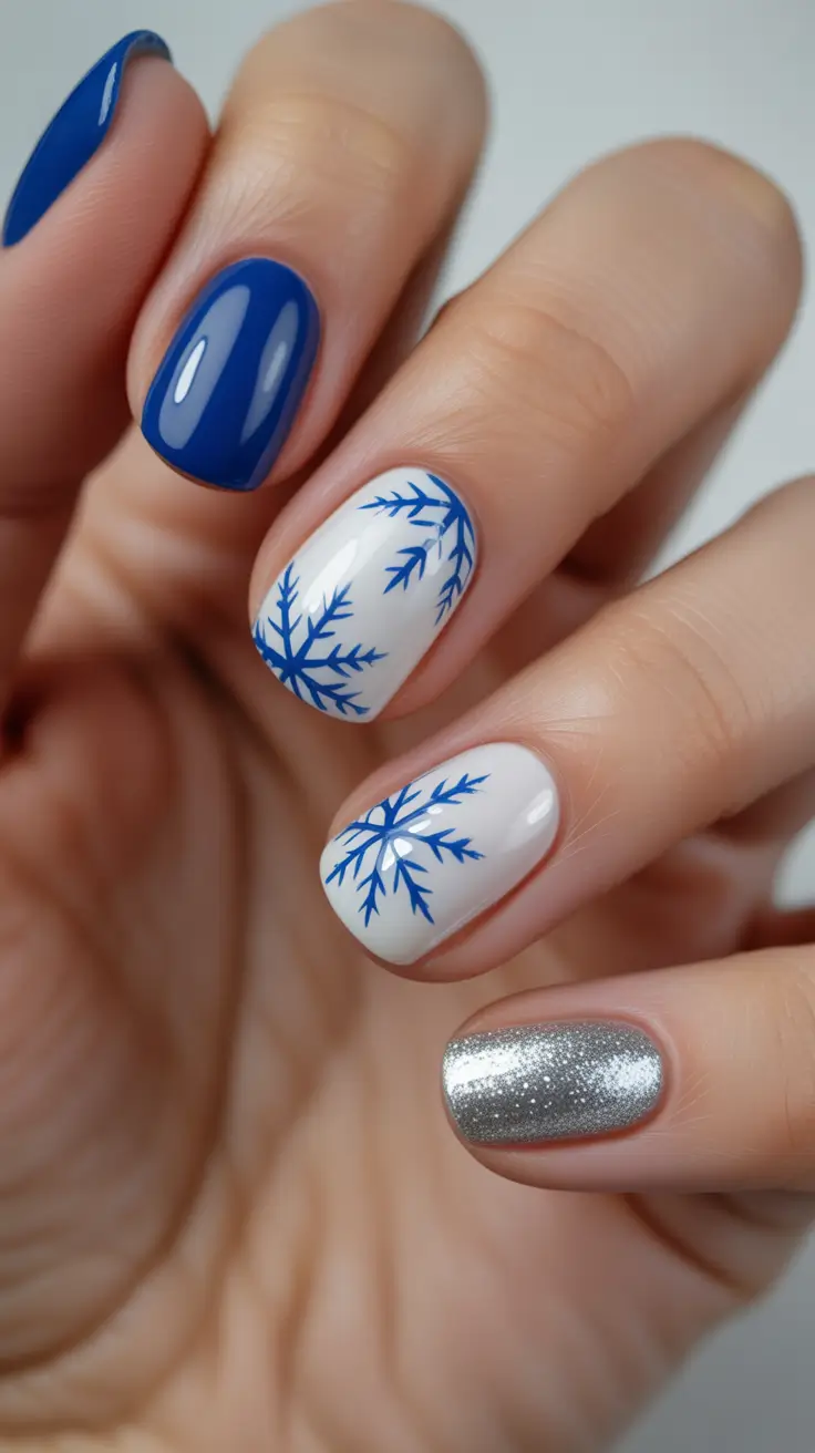 Stylish Short Nails Winter 2025-2026 Frozen Blue Dream
