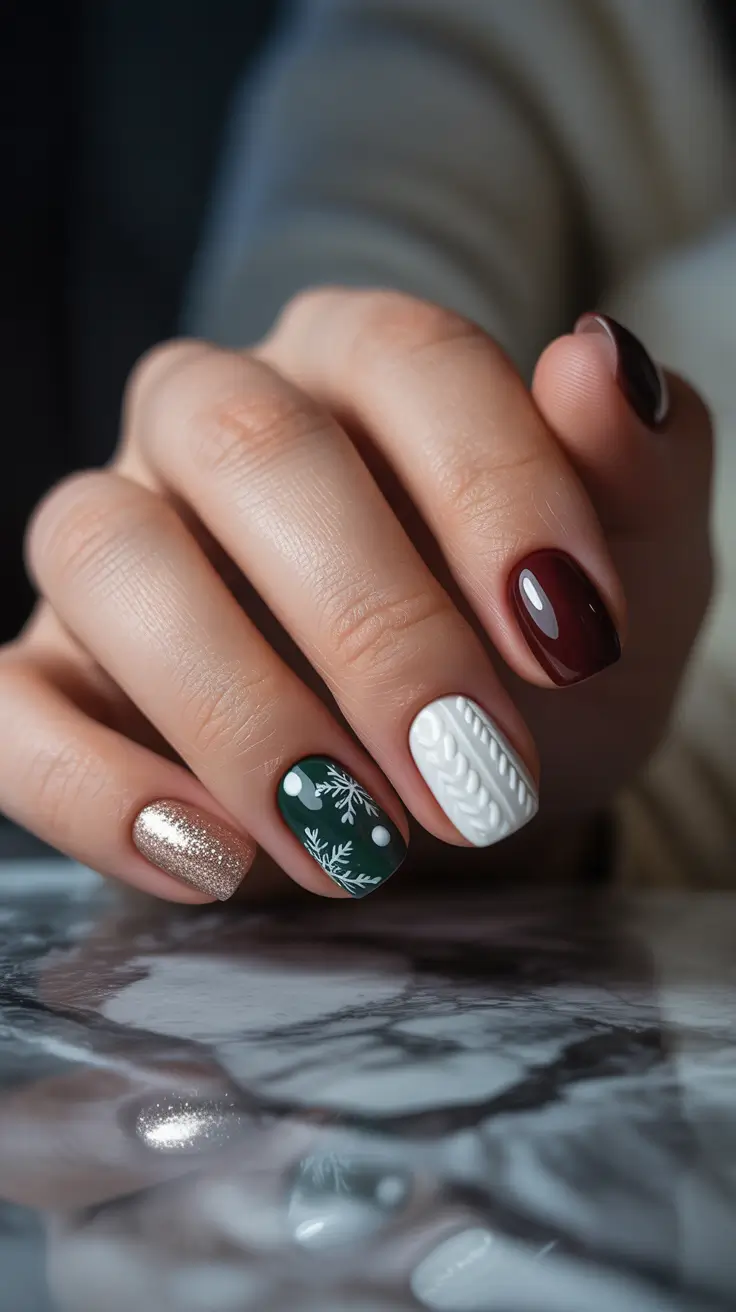Stylish Short Nails Winter 2025-2026 Knit & Shine