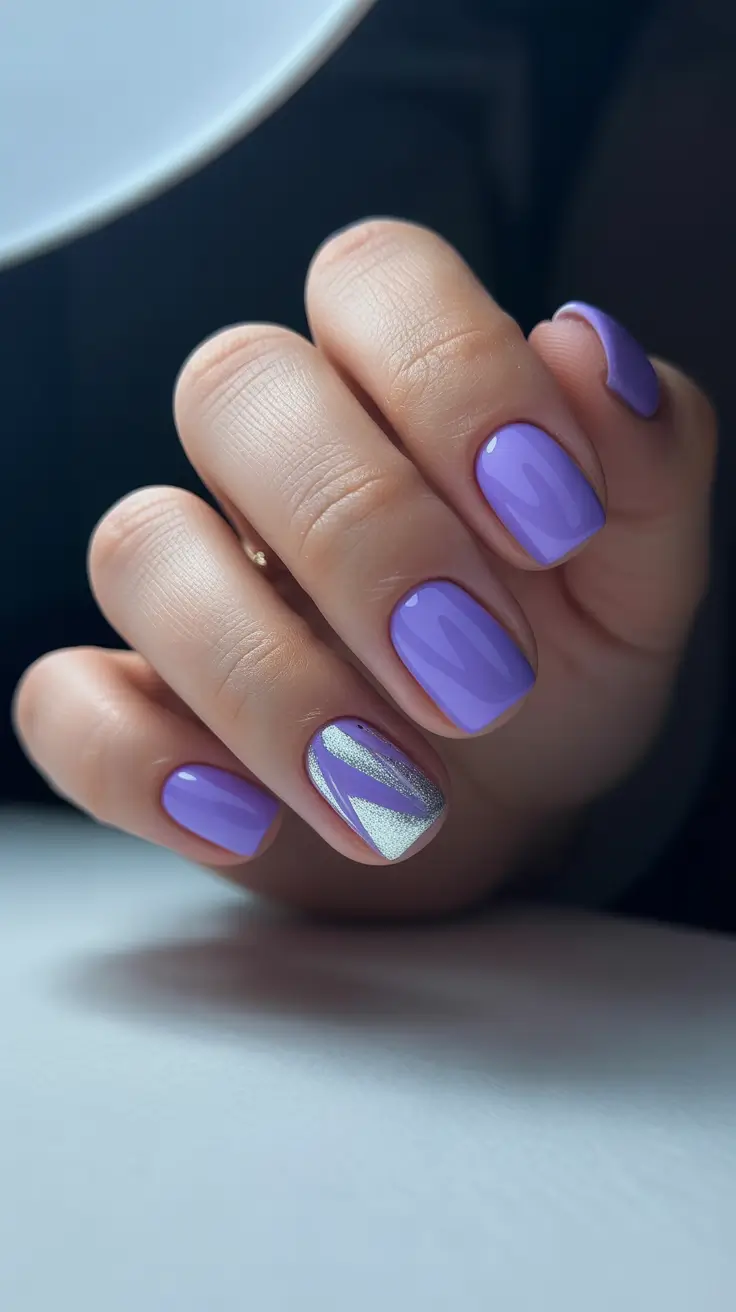 Stylish Short Nails Winter 2025-2026 Lavender Ice