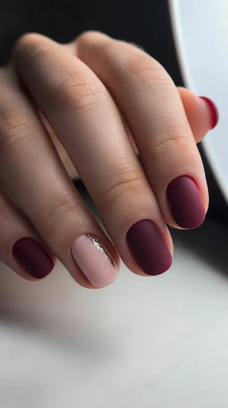 Stylish Short Nails Winter 2025-2026 Velvet Merlot