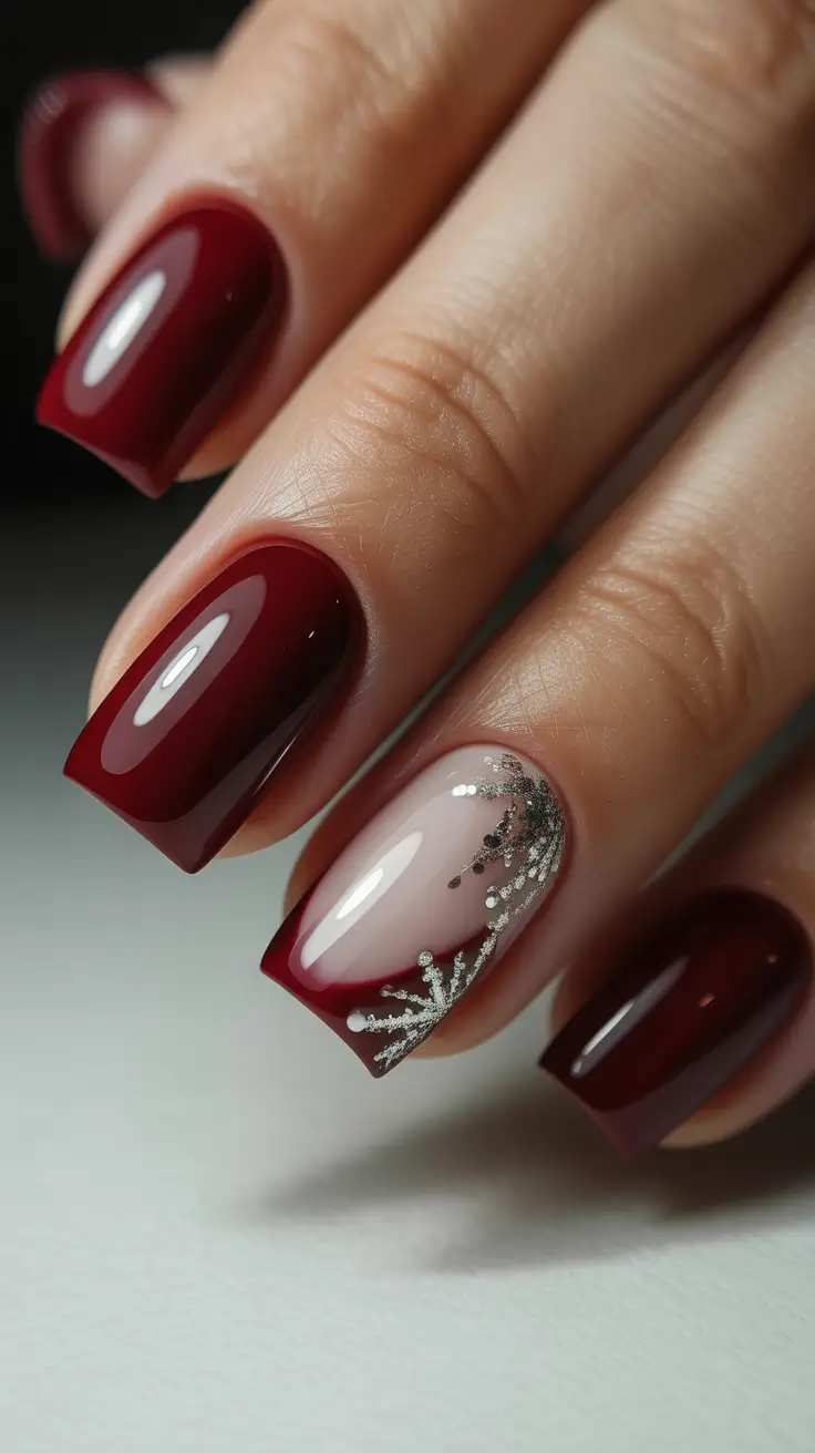 Stylish Short Nails Winter 2025-2026 Crimson Frost