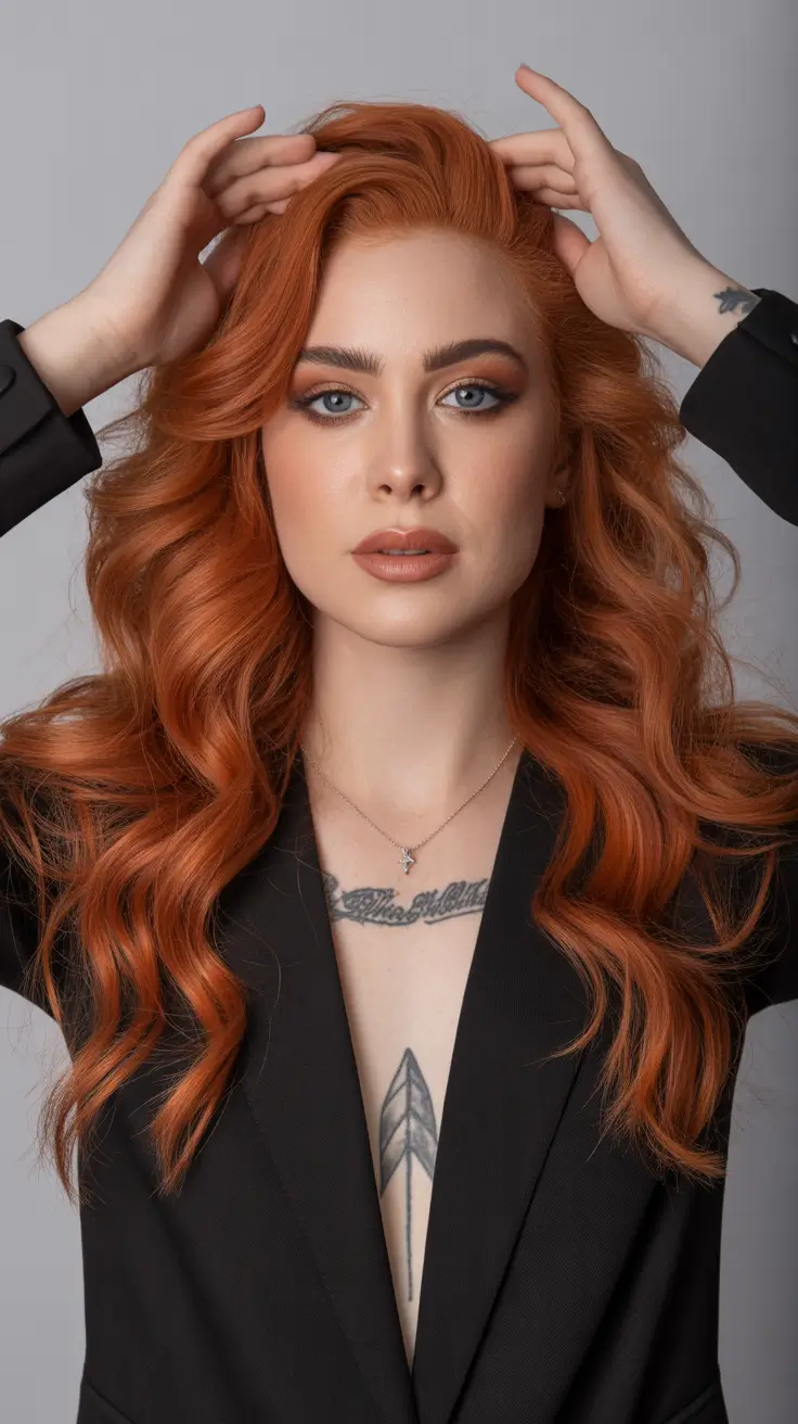 trending winter hair colors Cinnamon Spice Waves