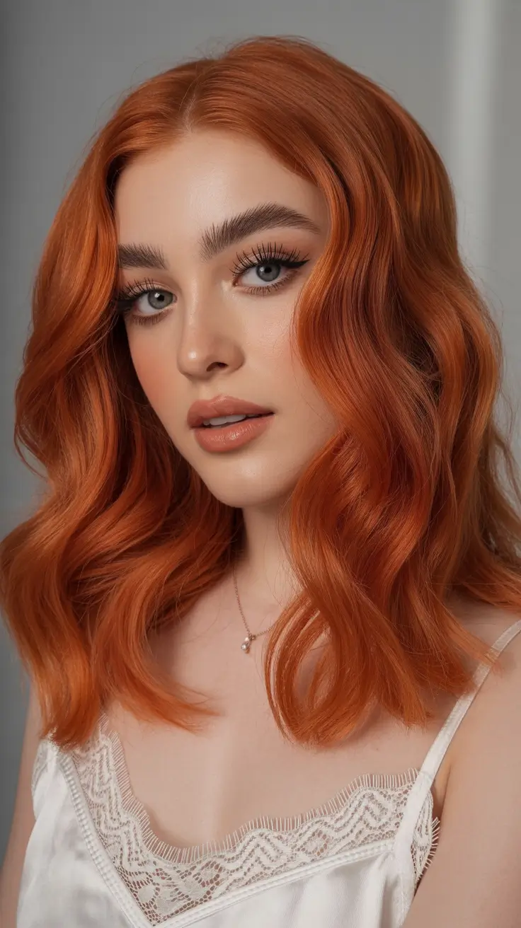 trending winter hair colors Copper Glow Elegance