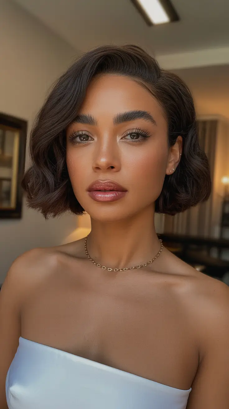 trending winter hair colors Mocha Silk Bob