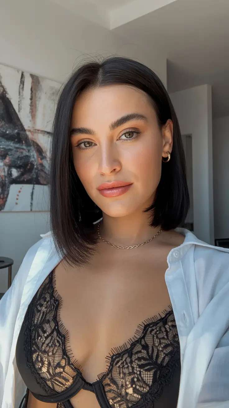trending winter hair colors Classic Midnight Bob