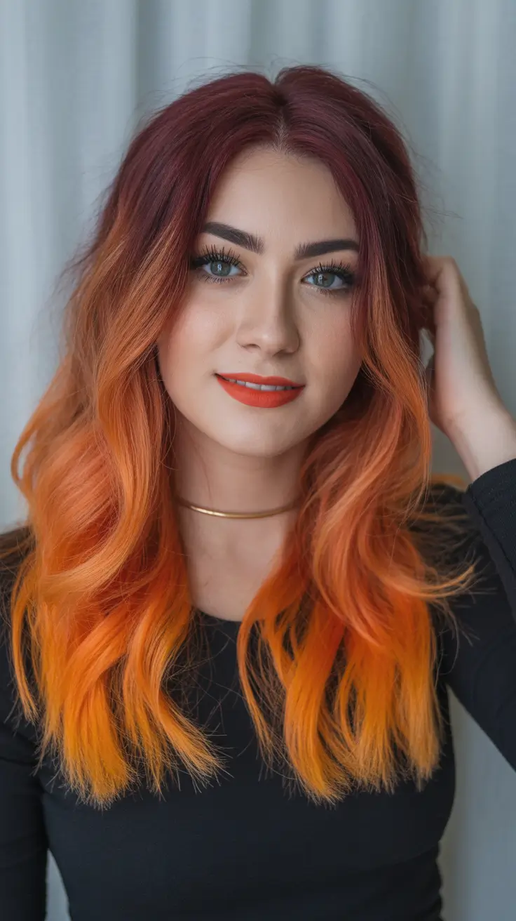 trending winter hair colors Fiery Copper Ombre
