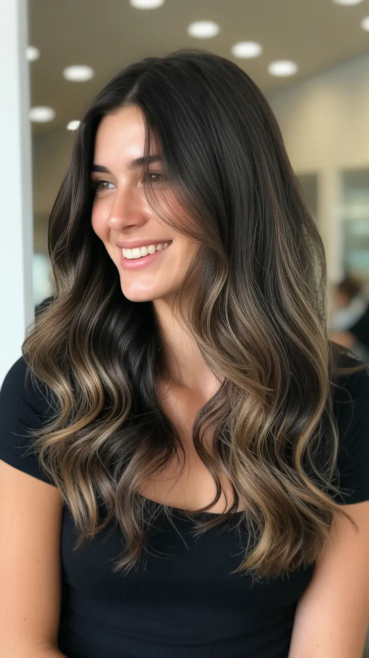 brown hair colors winter Creamy Cappuccino Balayage