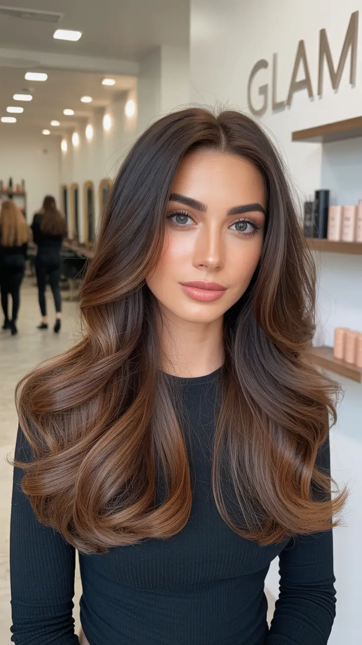 brown hair colors winter Caramel Ribbon Brunette