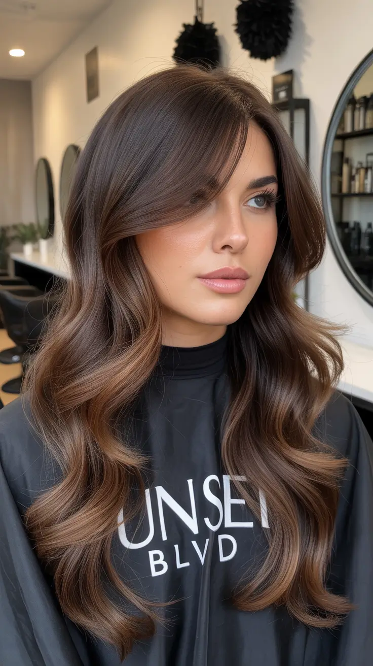 brown hair colors winter Walnut Swirl Layers