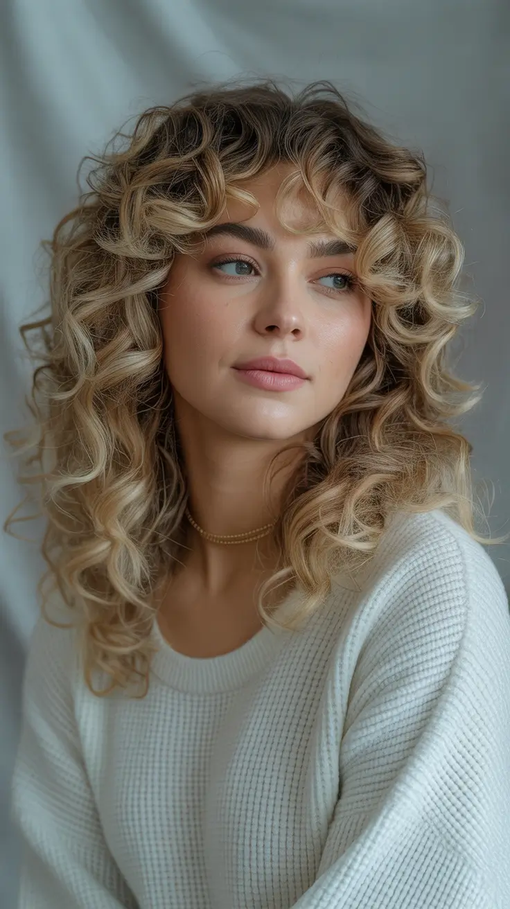 fun winter hair colors for blondes Curly Caramel Blonde