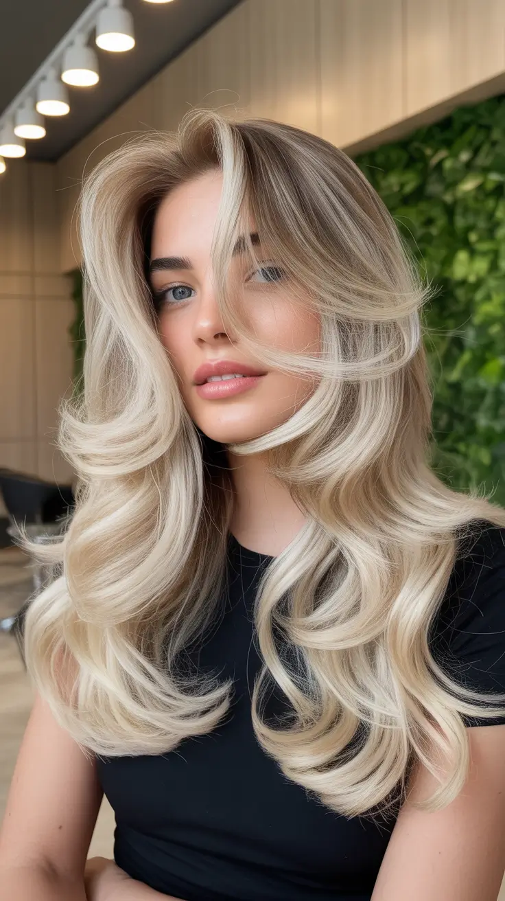 Balayage winter hair colors for blondes Champagne Layered Luxe