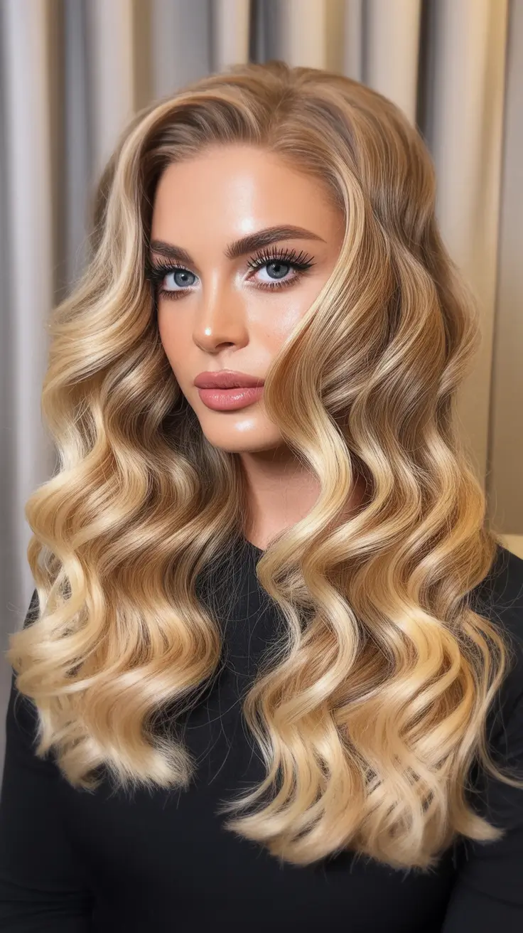 fun winter hair colors for blondes Golden Honey Luxe Waves