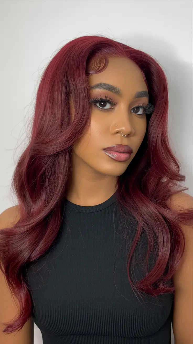 winter hair colors for dark skin black women Merlot Red Velvet