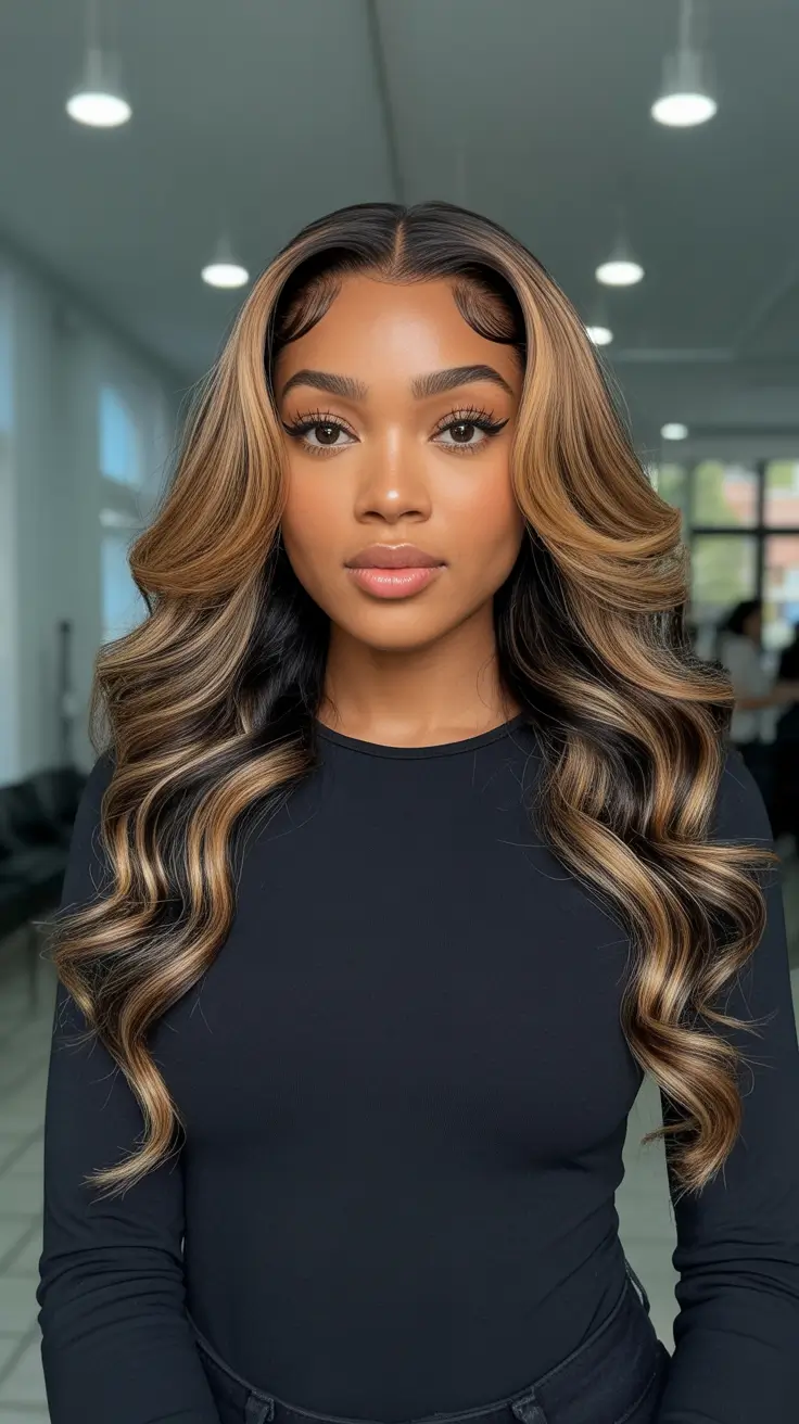 fall winter hair colors for black women Honey-Toned Brilliance