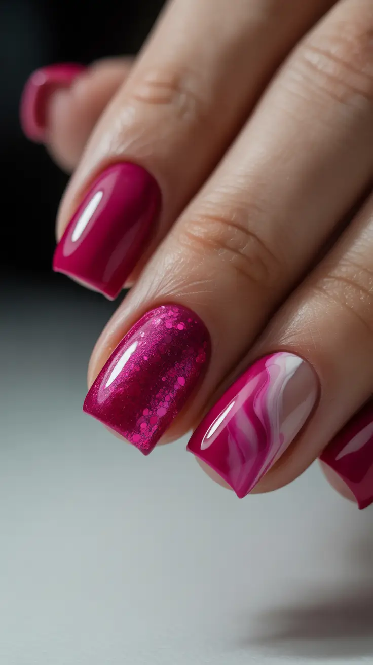 Trendy Pink Winter Nails 2025-2026 Velvet Rose Sparkle