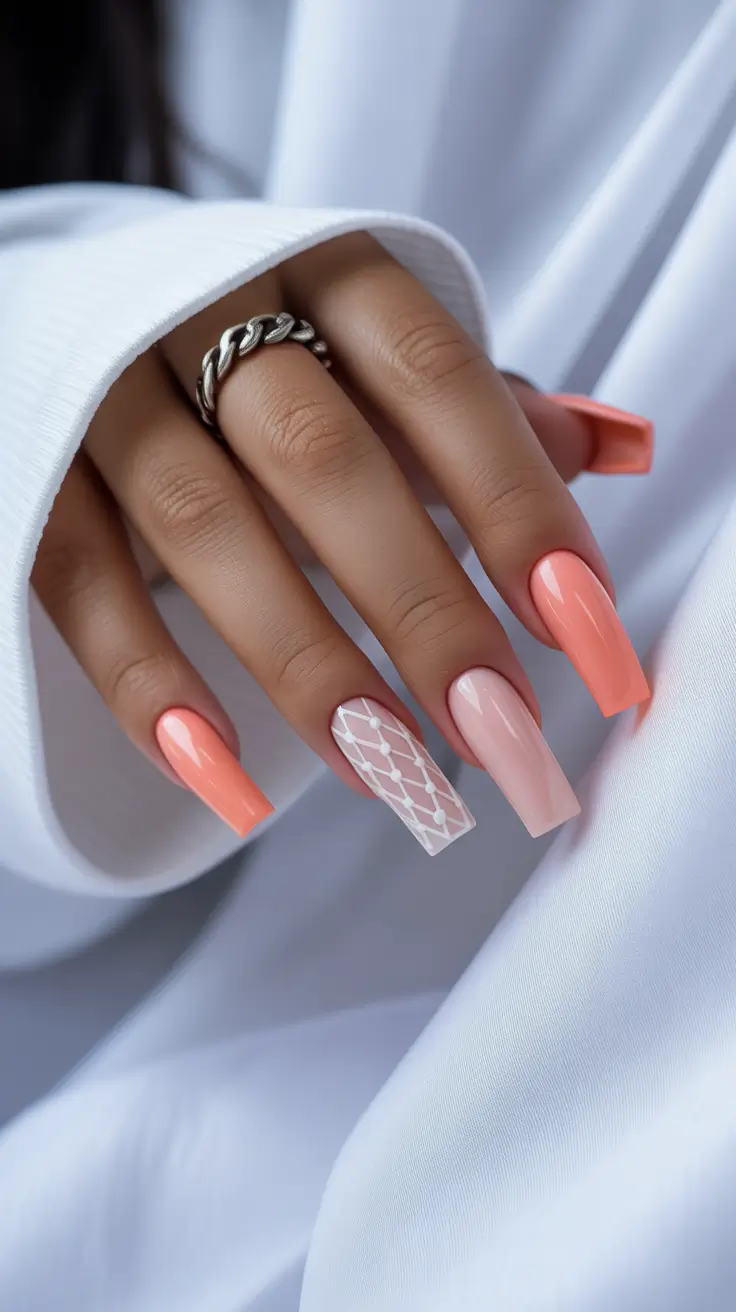 Trendy Pink Winter Nails 2025-2026 Coral Blush Geometry
