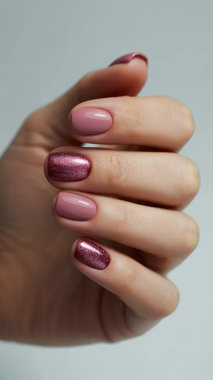 Trendy Pink Winter Nails 2025-2026 Dusty Mauve Glow