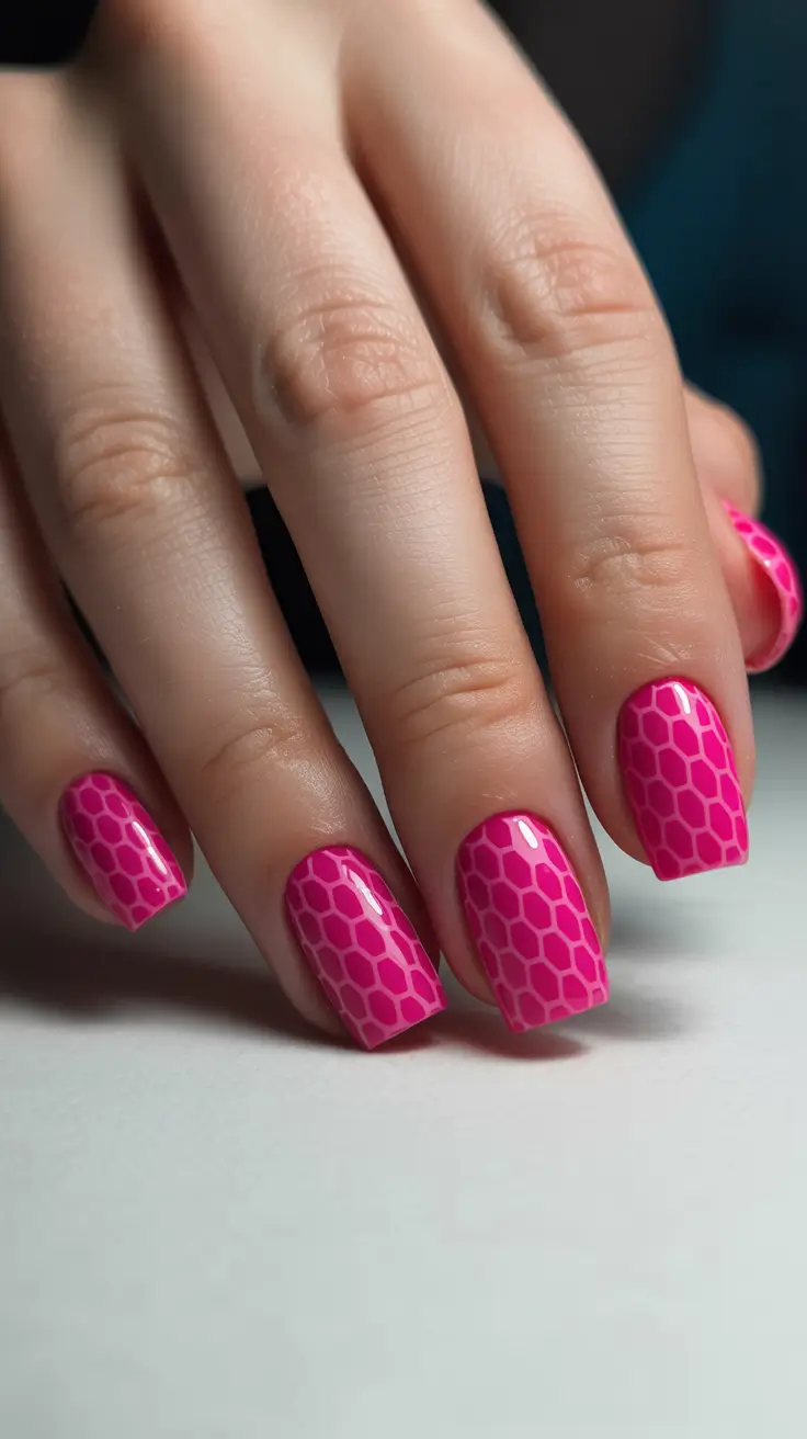 Trendy Pink Winter Nails 2025-2026 Magenta Mosaic