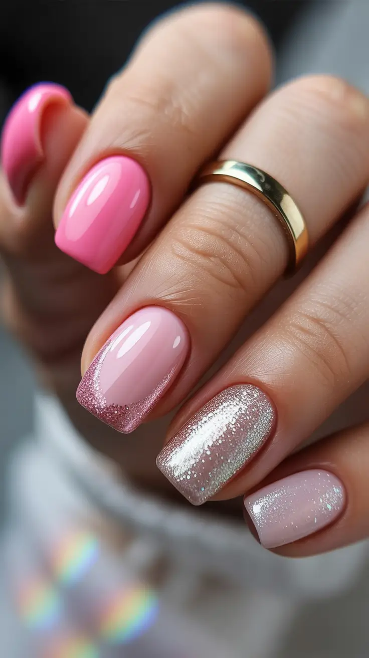 Trendy Pink Winter Nails 2025-2026 Winter Sparkle Harmony