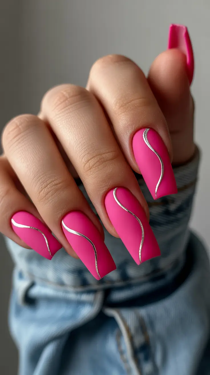 Trendy Pink Winter Nails 2025-2026 Neon Curve Statement